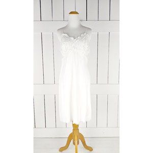 Vintage white sheer stretch nylon lace lingerie slip dress
